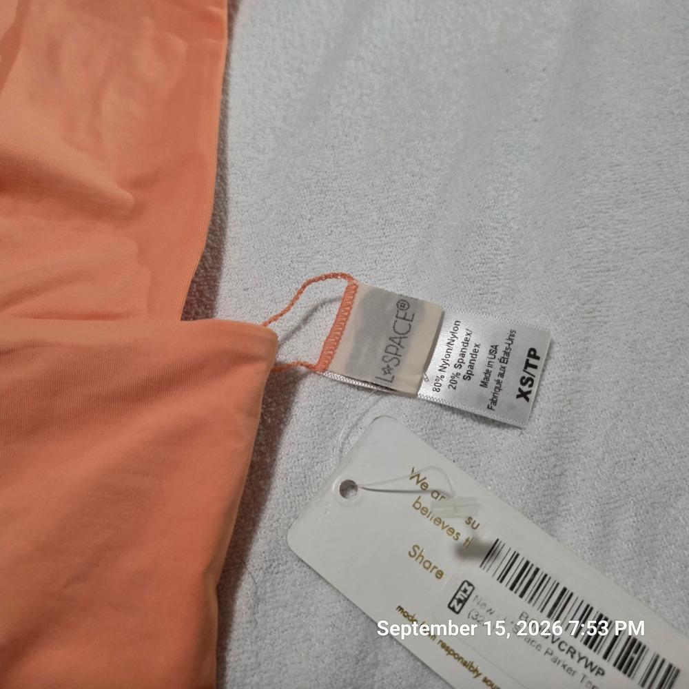 L*Space Parker Bikini Top Tangy Orange Wrap Front Swim XS B09BVCRYWP - Picture 2 of 4